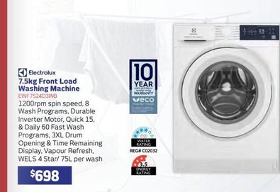 Front load washing machine offers at $598 in Retravision