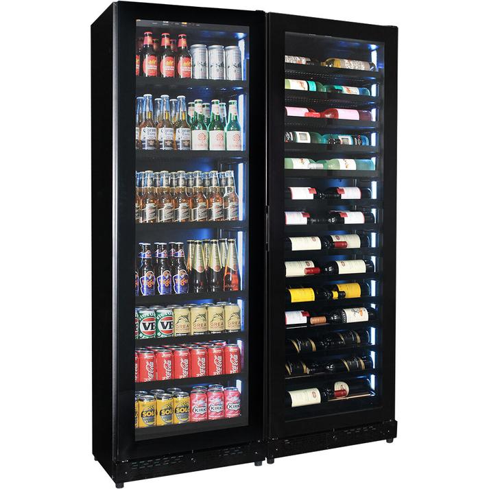 Upright Slim Depth Quiet Running Glass Front Beer And Wine Fridge With 5 x LED Colour Options offers in BBQ Store