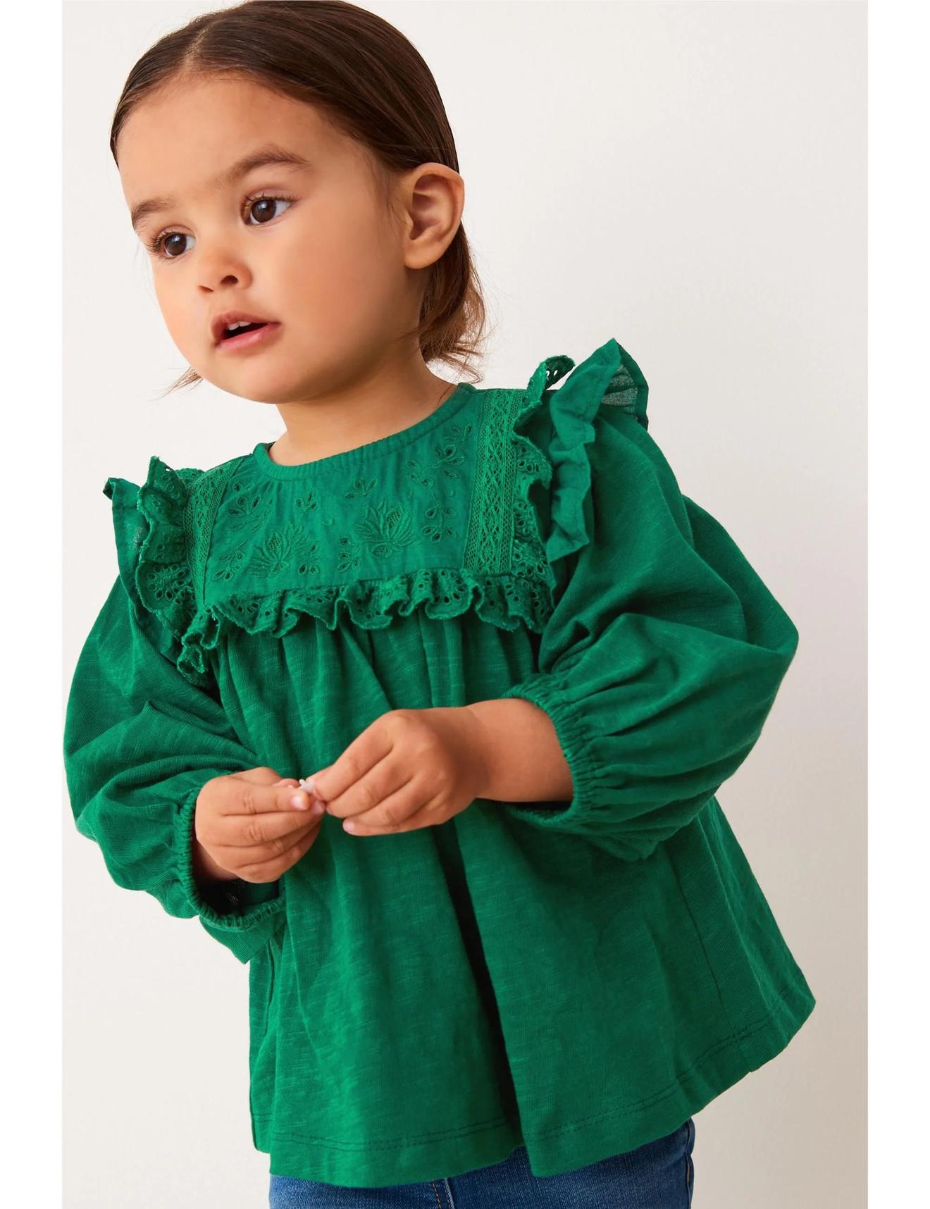 Green Lace Trim Cotton Blouse offers at $20 in Katies