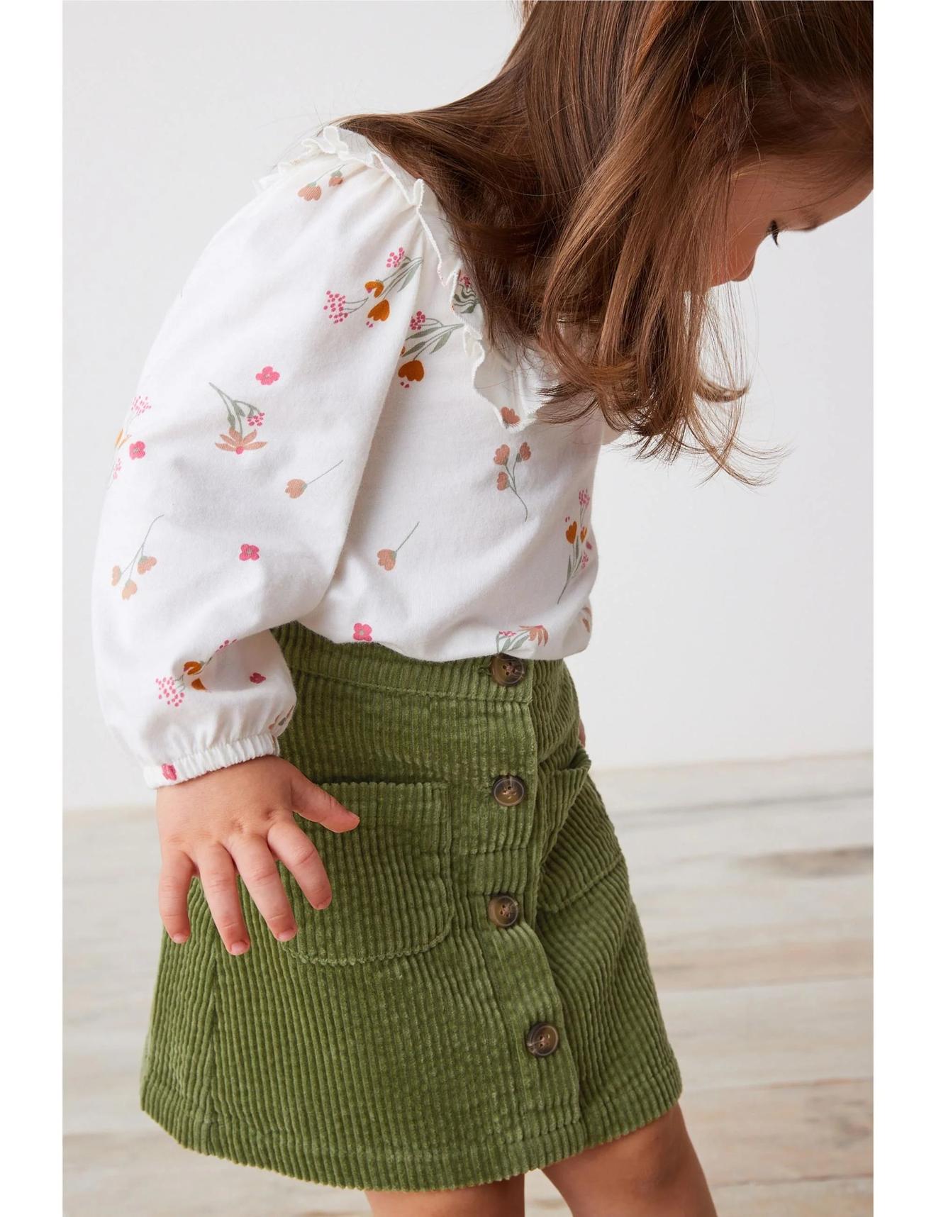 Green Cord Button Through Skirt offers at $20 in Katies
