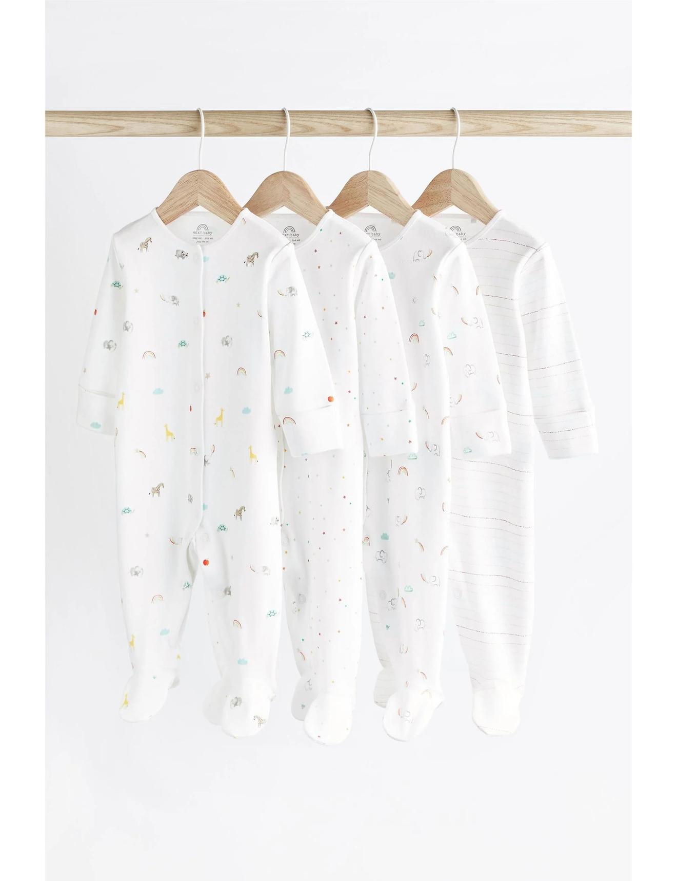 White 4 Pack Baby Printed Sleepsuits offers at $20 in Katies