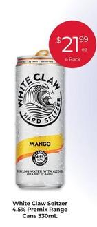 White Claw Hard Seltzer - 4.5% Premix Range Cans 330mL offers at $21.99 in Porters