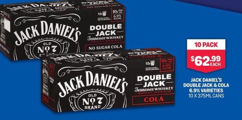 Jack Daniels - DOUBLE JACK & COLA 6.9% VARIETIES 10 X 375ML CANS offers at $62.99 in Bottlemart
