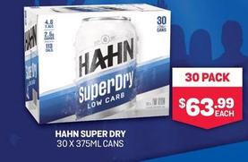 Hahn - Super Dry 30 x 375ml Cans offers at $63.99 in Bottlemart