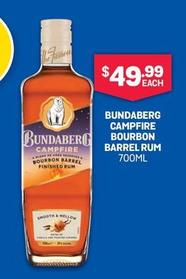 Bundaberg - Campfire Bourbon Barrel Rum 700ml offers at $49.99 in Bottlemart