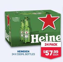 Heineken - 24 X 330ml Bottles offers at $57.99 in Bottlemart