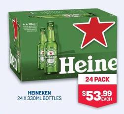 Heineken - 24 X 330ml Bottles offers at $53.99 in Bottlemart