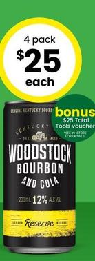 Woodstock - Bourbon & Cola 12% Premix Cans 200mL offers at $25 in The Bottle-O