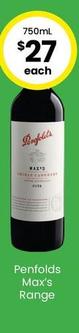 Penfolds - Max’s Range offers at $27 in The Bottle-O