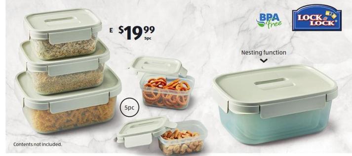 Nestable Containers 5pc Set offers at $19.99 in ALDI