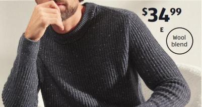 Men’s Merino Wool Blend Jumper offers at $34.99 in ALDI