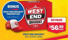 West End - Draught 30 x 375ml Cans offers at $56.99 in SipnSave