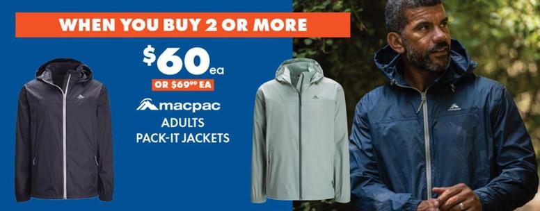 Macpac - Adults Pack-it Jackets offers at $60 in BCF