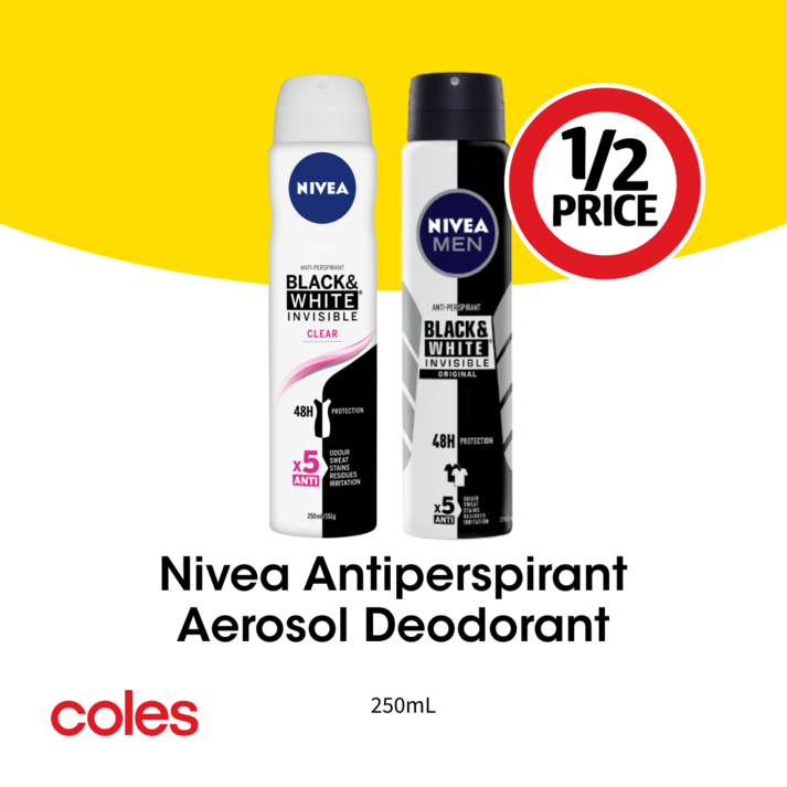 Nivea Antiperspirant Aerosol Deodorant offers at $4.75 in Coles