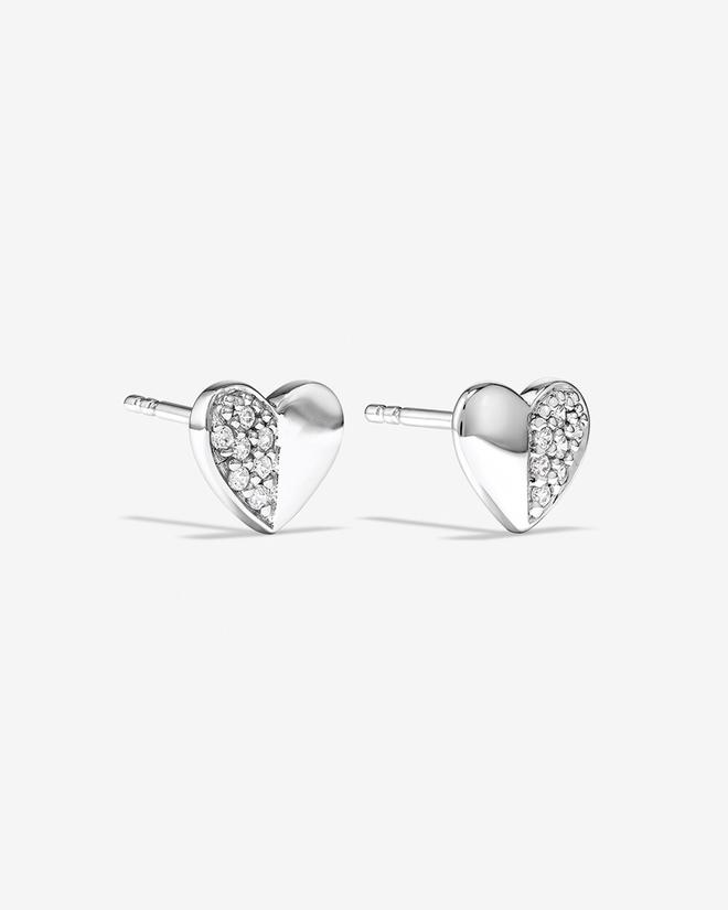 Pave Heart Stud Earrings with Cubic Zirconia in Sterling Silver offers at $39 in Michael Hill