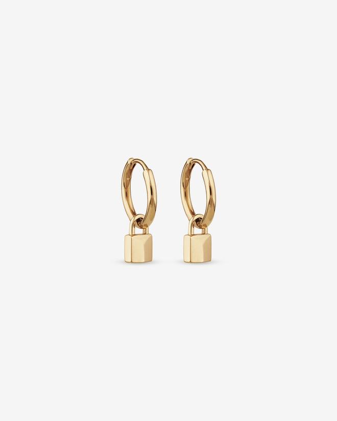 Signature Lock Hoop Huggie Earrings in 10kt Yellow Gold offers at $599 in Michael Hill