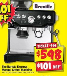 Breville - The Barista Express Manual Coffee Machine offers at $598 in JB Hi Fi