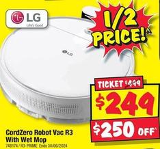 LG - CordZero Robot Vac R3 With Wet Mop offers at $249 in JB Hi Fi