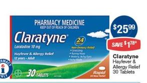 Claratyne - Hayfever & Allergy Relief Rapid 30 Tablets offers at $25.99 in Pharmacist Advice