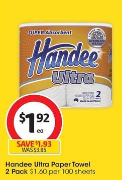 Handee - Ultra Paper Towel 2 Pack offers at $1.92 in Coles