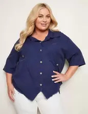 Autograph Elbow Sleeve Frayed Linen Blend Jacket offers at $10 in Autograph