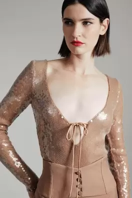 Verona sequin bodysuit offers at $119 in Bardot