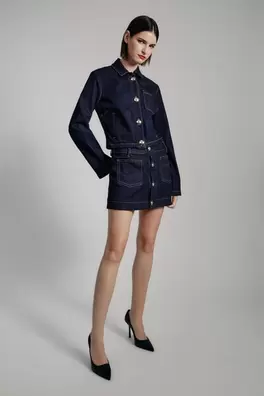 Lorenzo denim mini skirt offers at $129 in Bardot