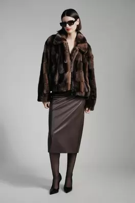 Sylvie zip faux fur jacket offers at $259 in Bardot