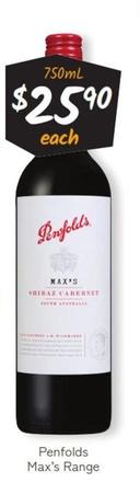 Penfolds - Max’s Range offers at $25.9 in Cellarbrations