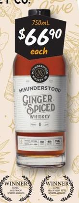 Misunderstood - Ginger Spiced Whisky offers at $66.9 in Cellarbrations