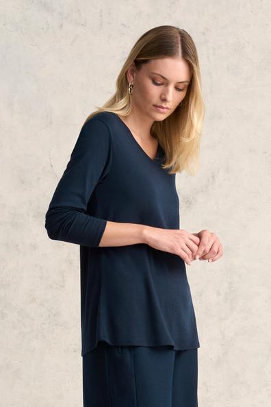 V-Neck Wool Jersey Top offers at $129.99 in Blue Illusion