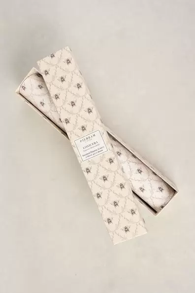 Bee Print Drawer Liner offers at $19.99 in Blue Illusion