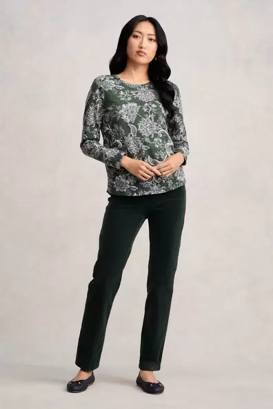 Long Sleeve Button Detail T-Shirt - Forest Green Paisley offers at $99.99 in Blue Illusion