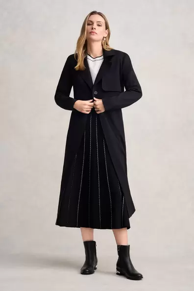 Ponte Trench Coat - Black offers at $299.99 in Blue Illusion