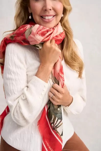 Catriona Wool Peonies Scarf offers at $149.99 in Blue Illusion
