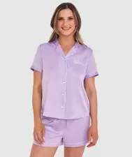 Liquid Satin Short Sleeve - Purple offers at $49.99 in Bras N Things