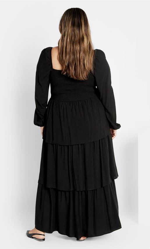 Dahlia Tiered Plain Maxi Dress - black offers at $76.97 in City Chic