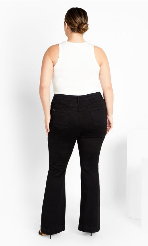 Asha Jasmin Flare Jean - black offers at $76.97 in City Chic