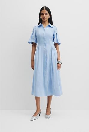 Organically Grown Linen Blend Cinched Shirt Dress offers at $279 in Country Road