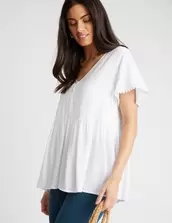 Rockmans Flutter Sleeve Button Top offers at $29.99 in Crossroads