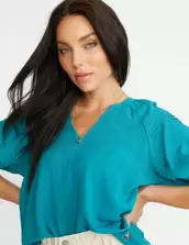 Rockmans Pintuck Detail Notch Neck Blouse offers at $48.99 in Crossroads