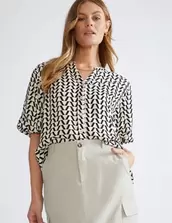 Katies 3/4 Split V Collar Top offers at $30 in Crossroads