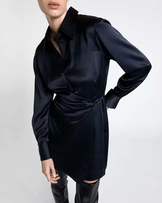 Satin Wrap Shirt Dress offers at $187.99 in Cue