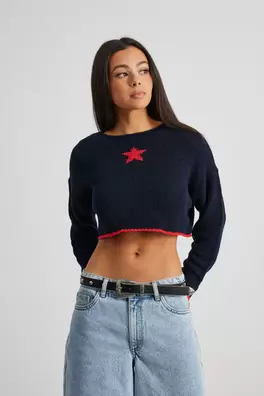 Open Knit Crop Jacquard Jumper offers at $39.95 in Factorie