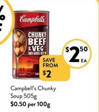 Campbell's - Chunky Soup 505g offers at $2.5 in Foodworks