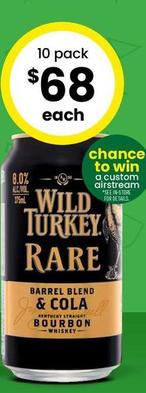 Wild Turkey - Rare Bourbon & Cola 8% Premix Cans 375mL offers at $68 in The Bottle-O