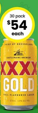 XXXX - Gold Block Cans 375mL offers at $54 in The Bottle-O