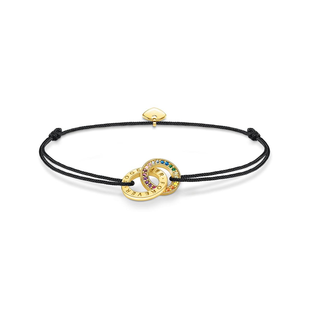 TEXTILE BRACELET BLACK WITH TWO RINGS GOLD PLATED offers at $199 in Thomas Sabo