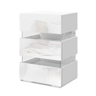 Artiss Bedside Table Side Unit RGB LED Lamp 3 Drawers Nightstand Gloss Furniture White offers at $242 in Windsor Mail
