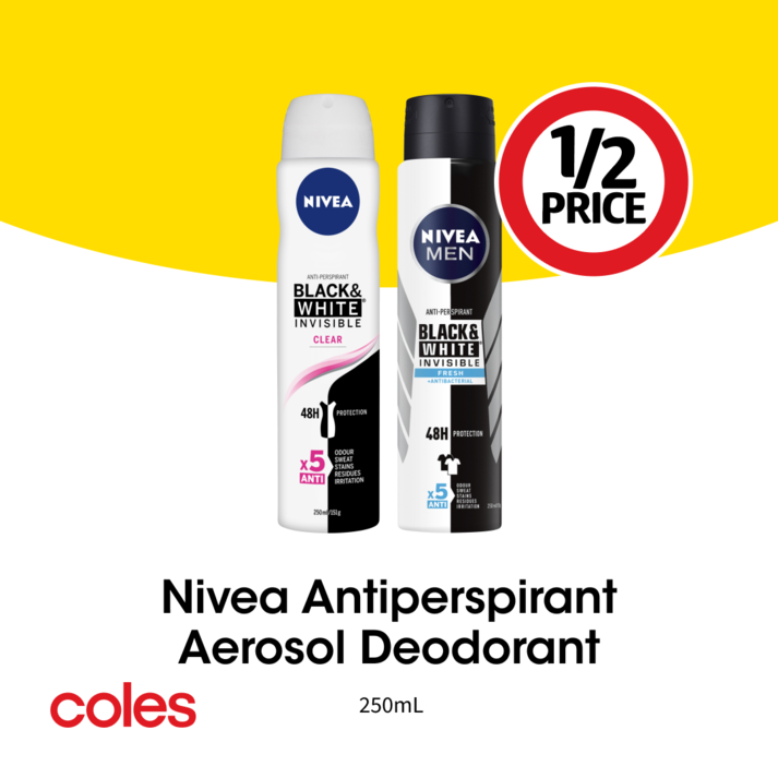 Nivea Antiperspirant Aerosol Deodorant   offers at $4.75 in Coles